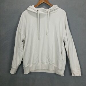 Buffalo David Bitton Sweatshirt Mens XL White Fleece Lined Hooded Down Shoulder